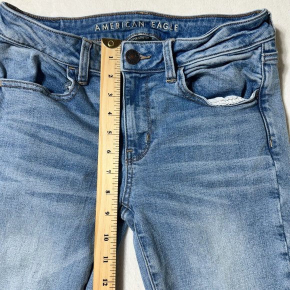 AMERICAN EAGLE OUTFITTERS Jeans Women's 6 Super Stretch Skinny Blue Distressed - Picture 5 of 13